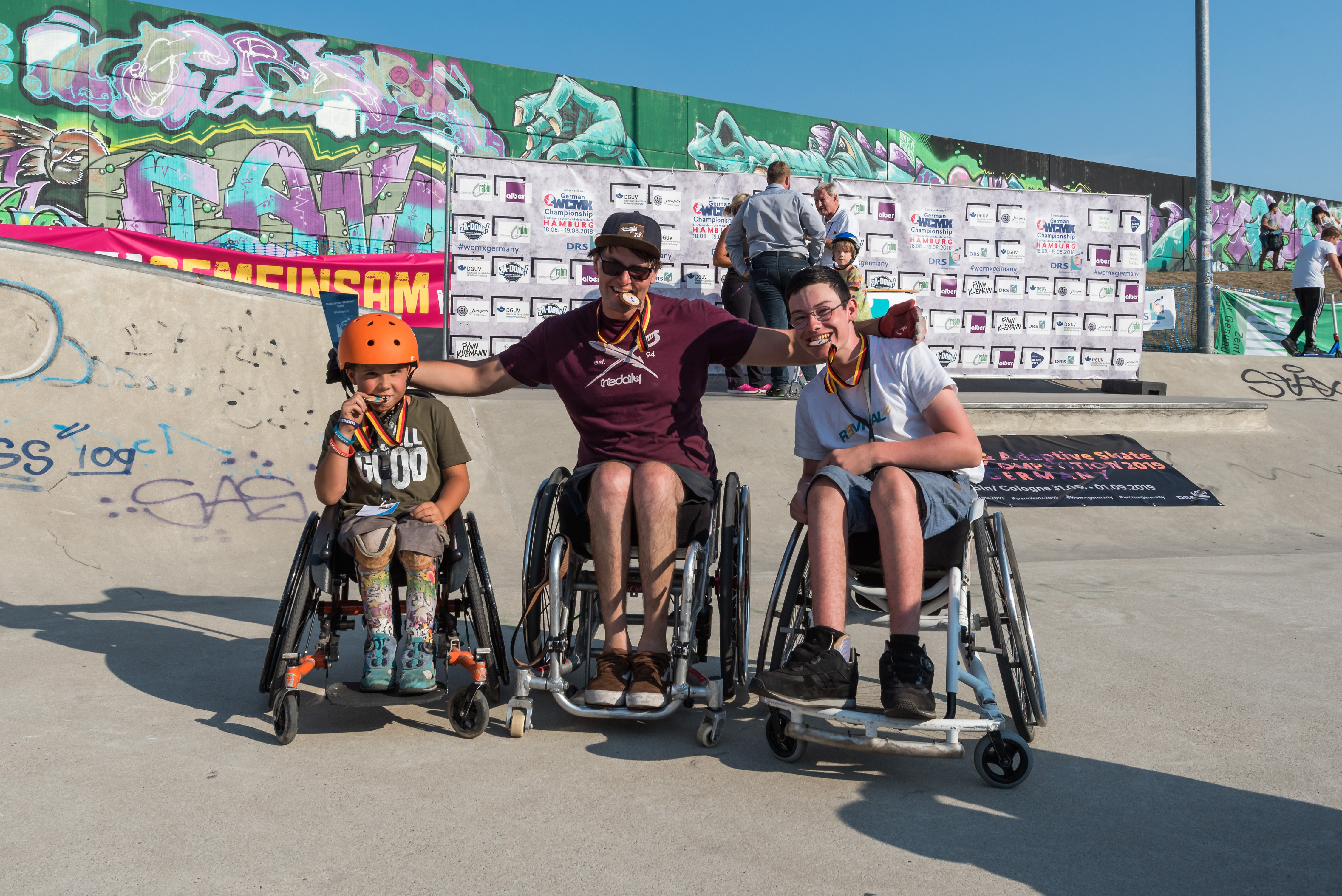 Amos und Max nach der Siegerehrung der 1. German WCMX Championships - Foto: DRS|Mandau