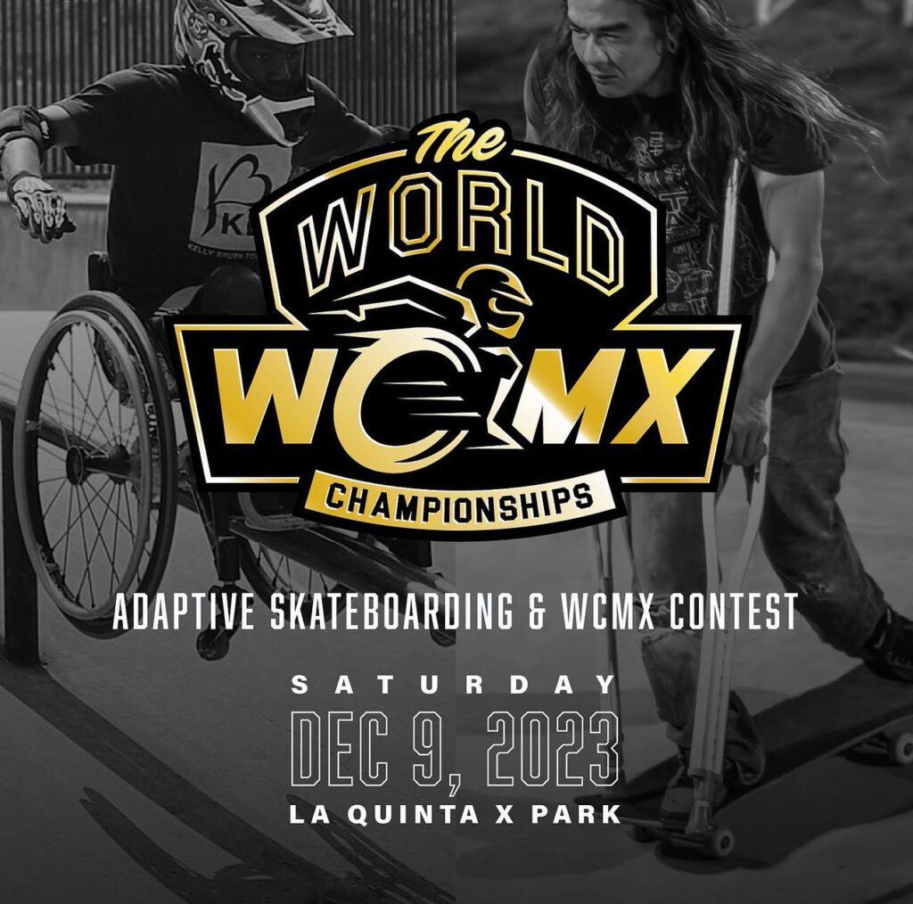 Veranstaltungsflyer für die World WCMX Championships am 9. Dezember in La Quinta Kalifornien. 
